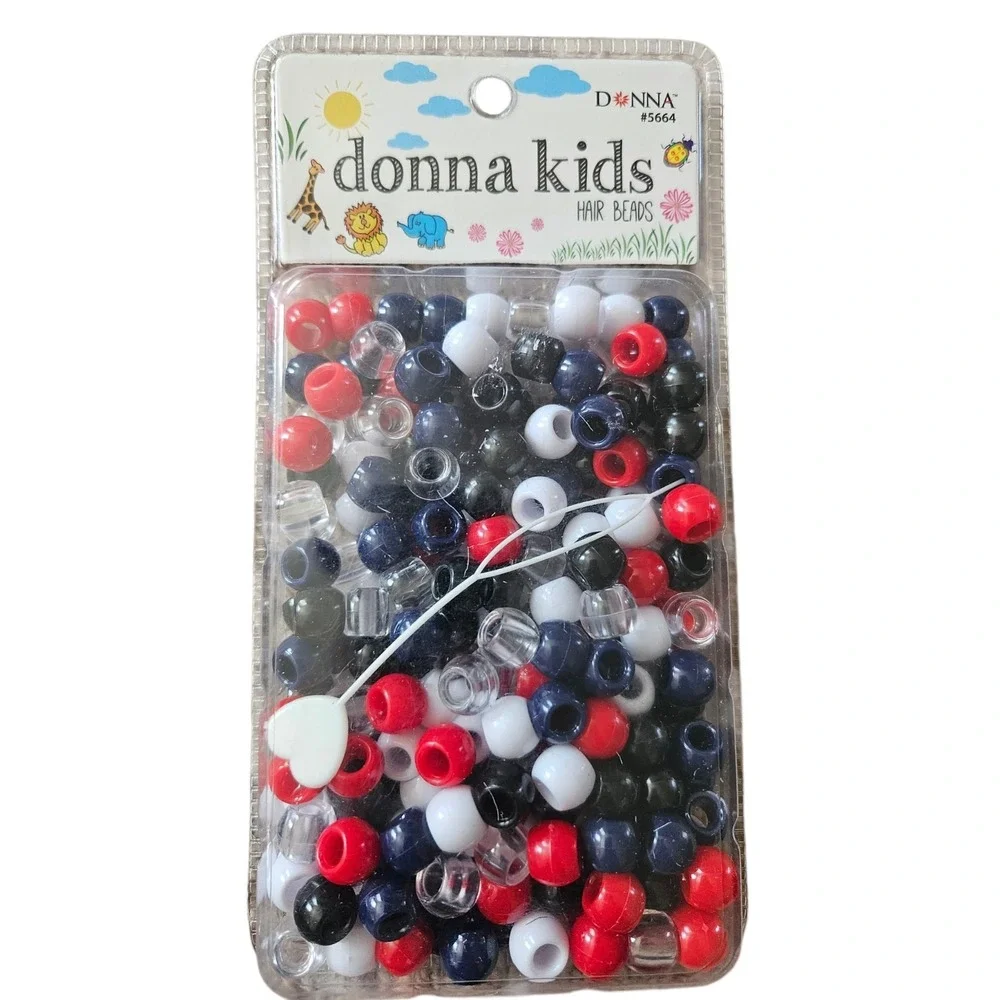 Pink, White, Multicolor Round Kids Hair Beads Lot for Braids - 5‎ Packs